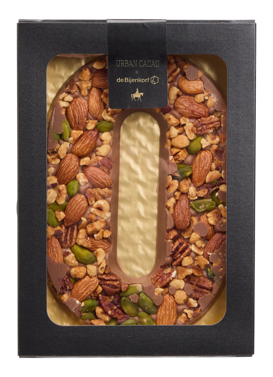 Urban Cacao Melk chocoladeletter met noten 180 gram - voorkant o