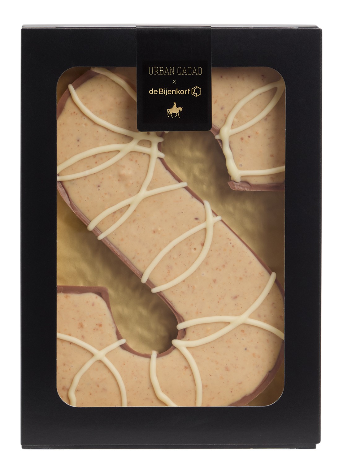 Urban Cacao Melk chocoladeletter met pindakaas crunch 200 gram - voorkant s