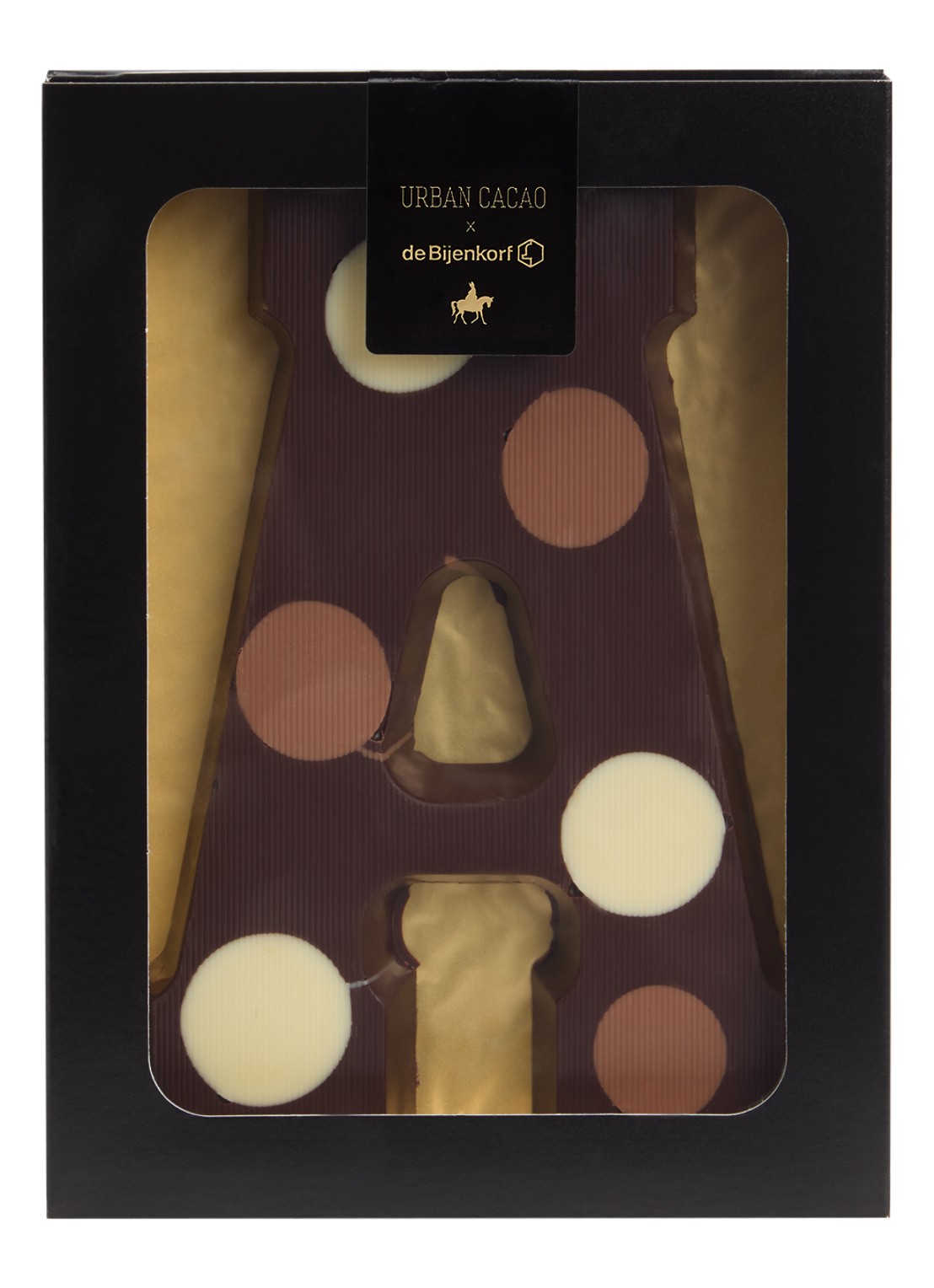Urban Cacao Pure chocoladeletter gevlekt 200 gram - voorkant 2 a
