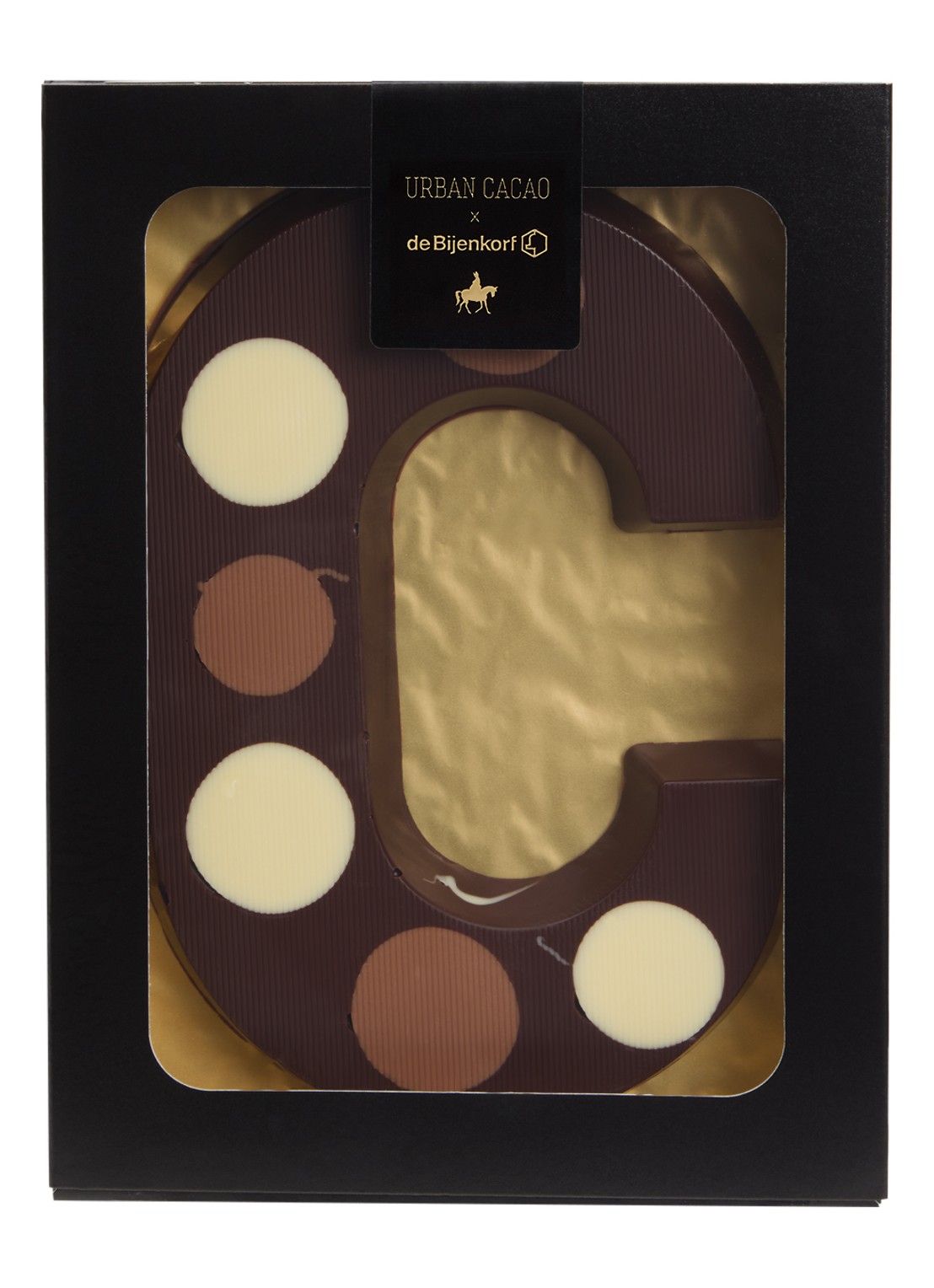 Urban Cacao Pure chocoladeletter gevlekt 200 gram - voorkant c