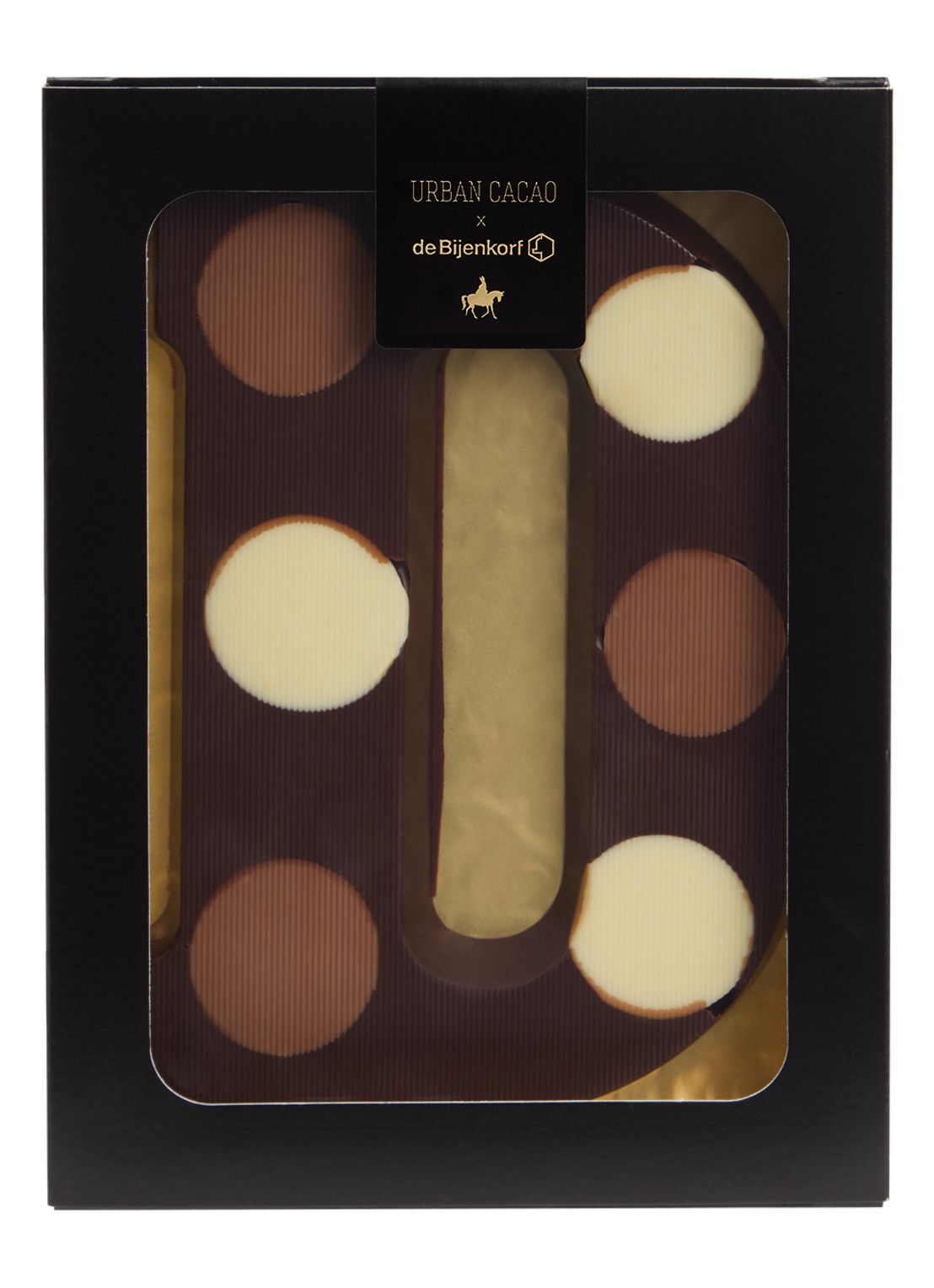 Urban Cacao Pure chocoladeletter gevlekt 200 gram - voorkant d