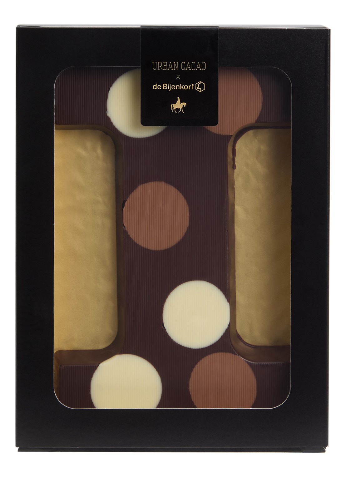 Urban Cacao Pure chocoladeletter gevlekt 200 gram - voorkant i