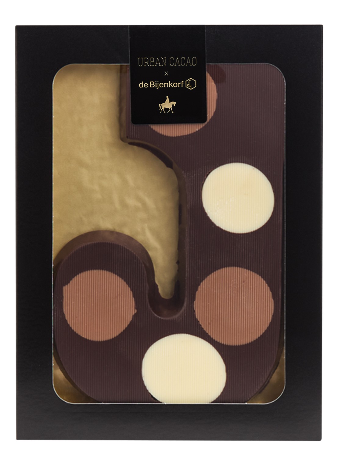 Urban Cacao Pure chocoladeletter gevlekt 200 gram - voorkant j