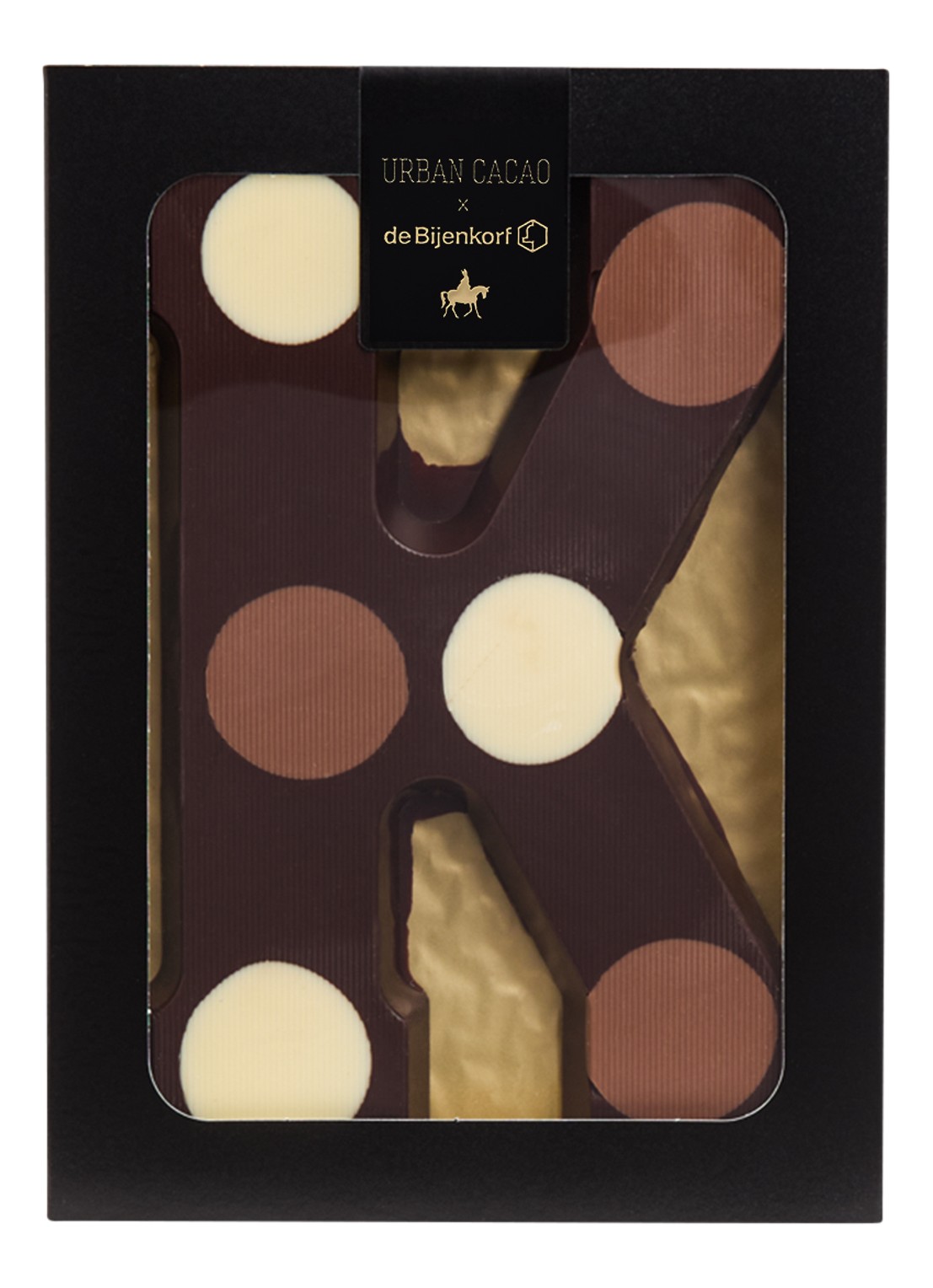 Urban Cacao Pure chocoladeletter gevlekt 200 gram - voorkant k