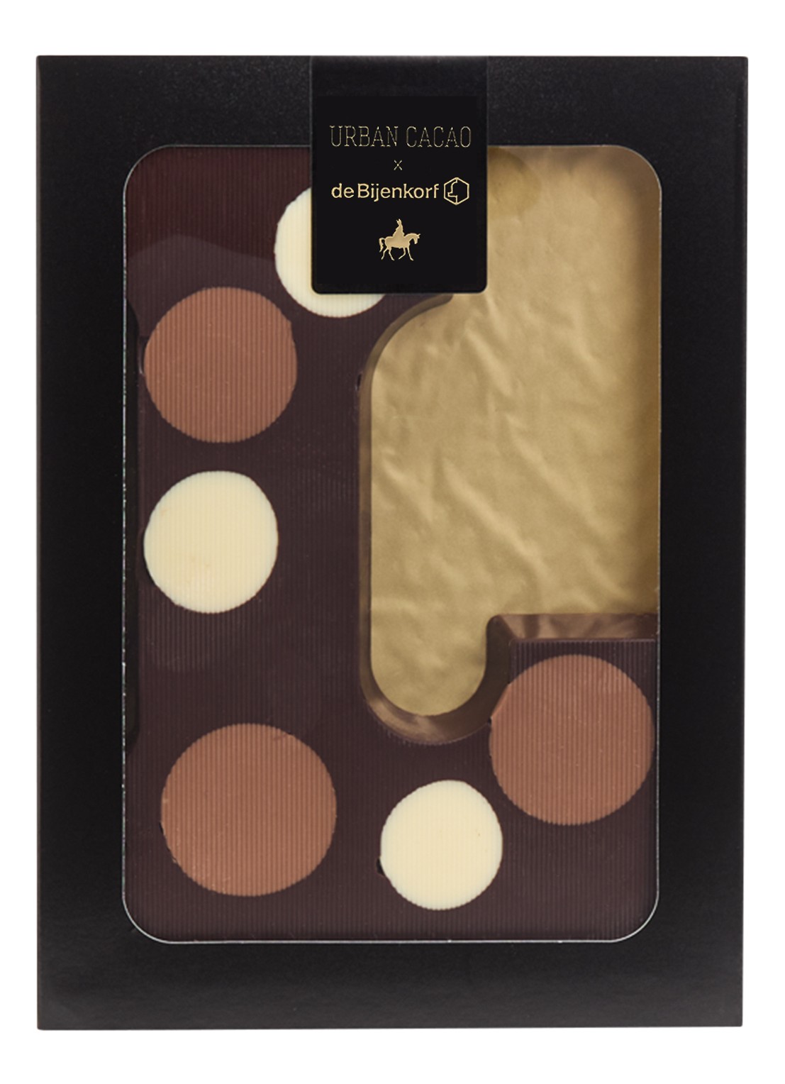 Urban Cacao Pure chocoladeletter gevlekt 200 gram - voorkant l