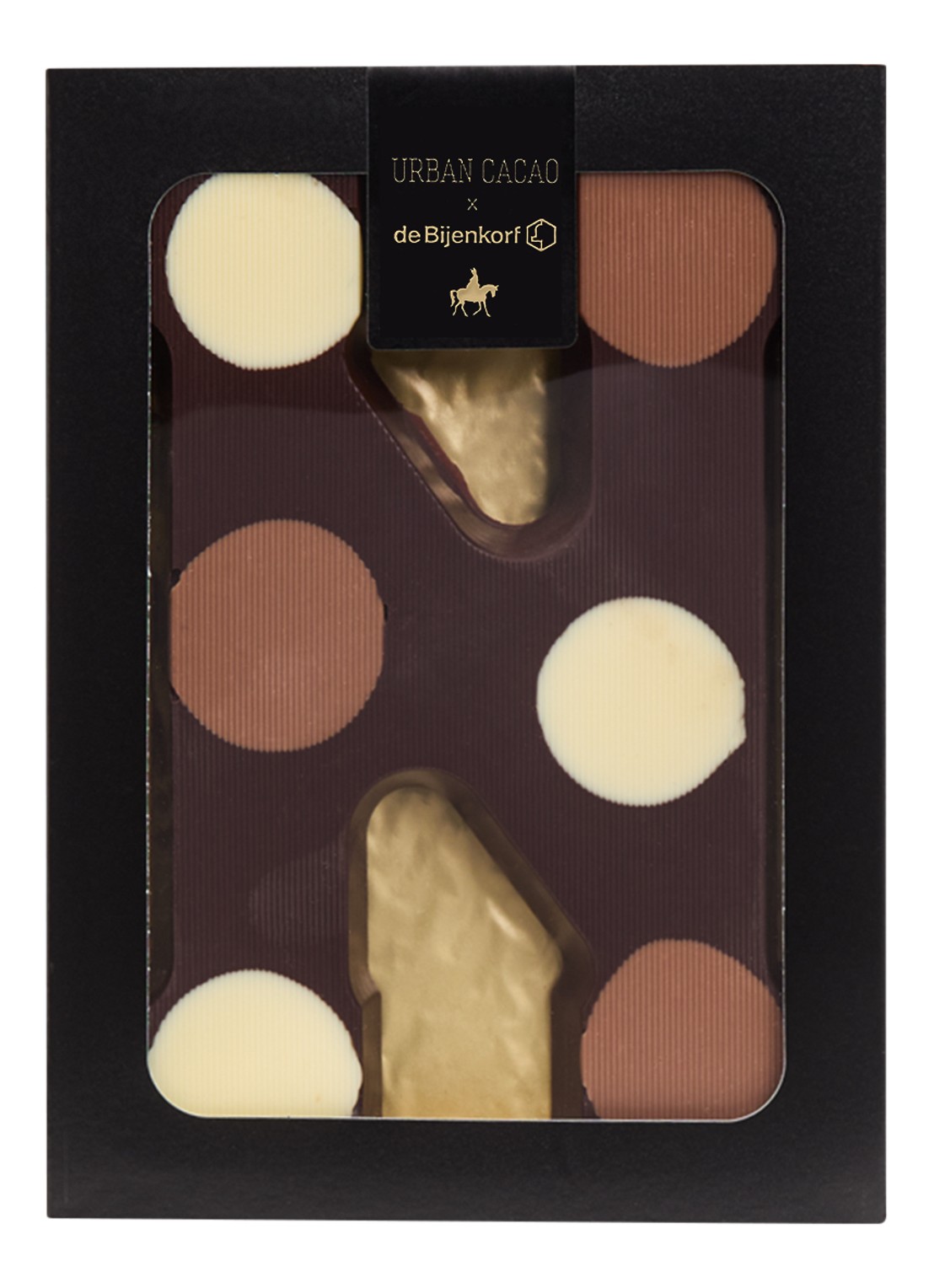 Urban Cacao Pure chocoladeletter gevlekt 200 gram - voorkant n