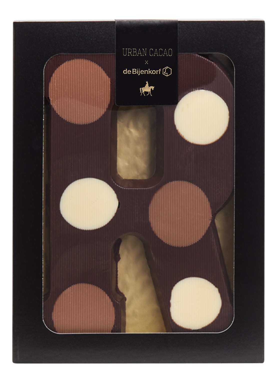 Urban Cacao Pure chocoladeletter gevlekt 200 gram - voorkant r