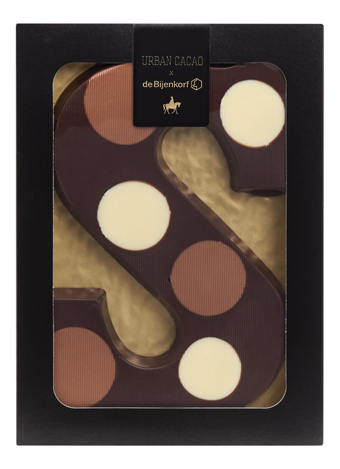 Urban Cacao Pure chocoladeletter gevlekt 200 gram - voorkant s