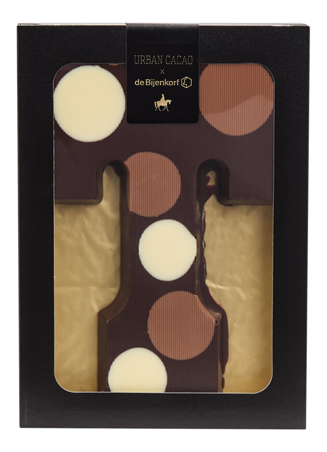 Urban Cacao Pure chocoladeletter gevlekt 200 gram - voorkant t