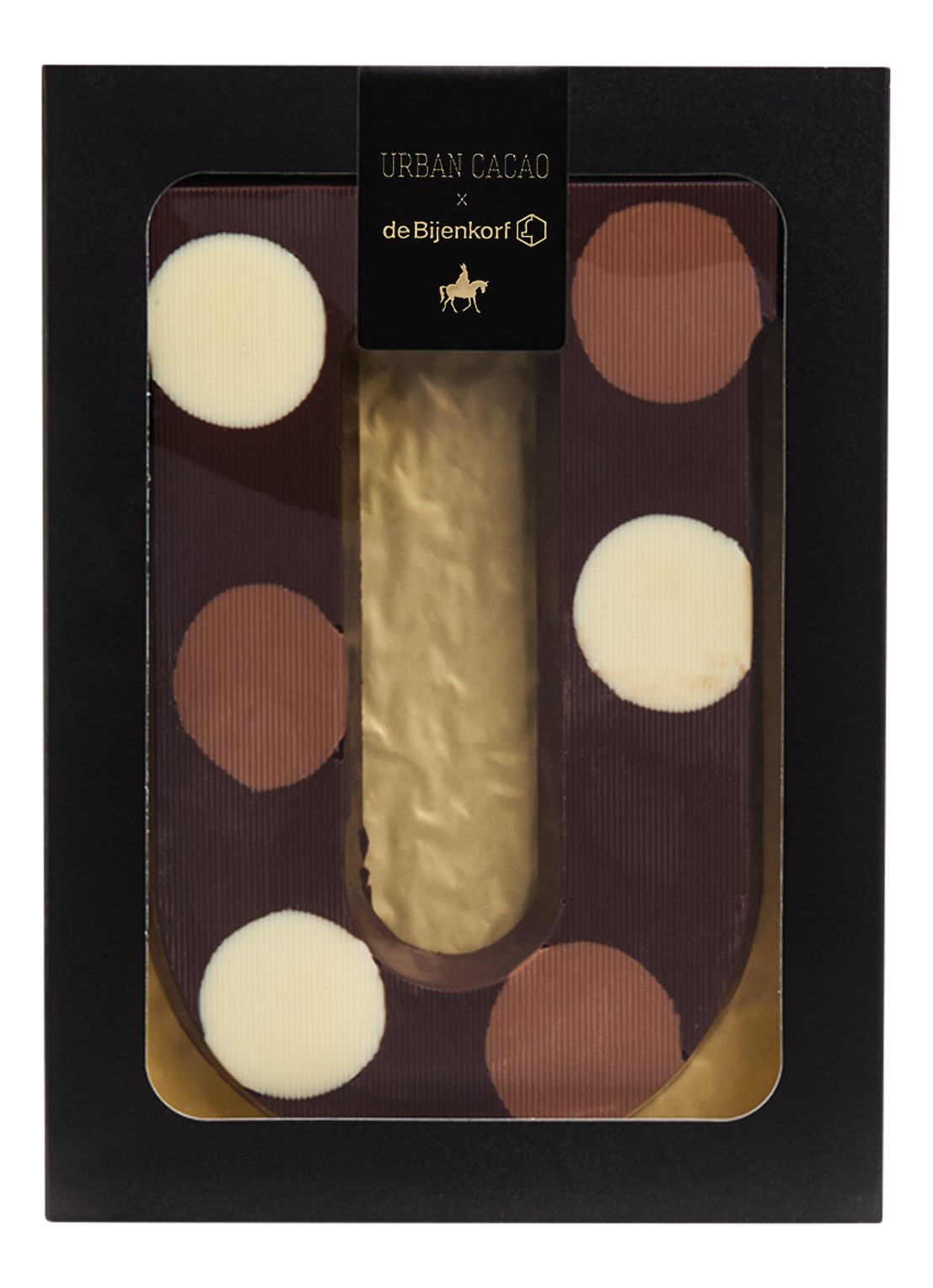Urban Cacao Pure chocoladeletter gevlekt 200 gram - voorkant u