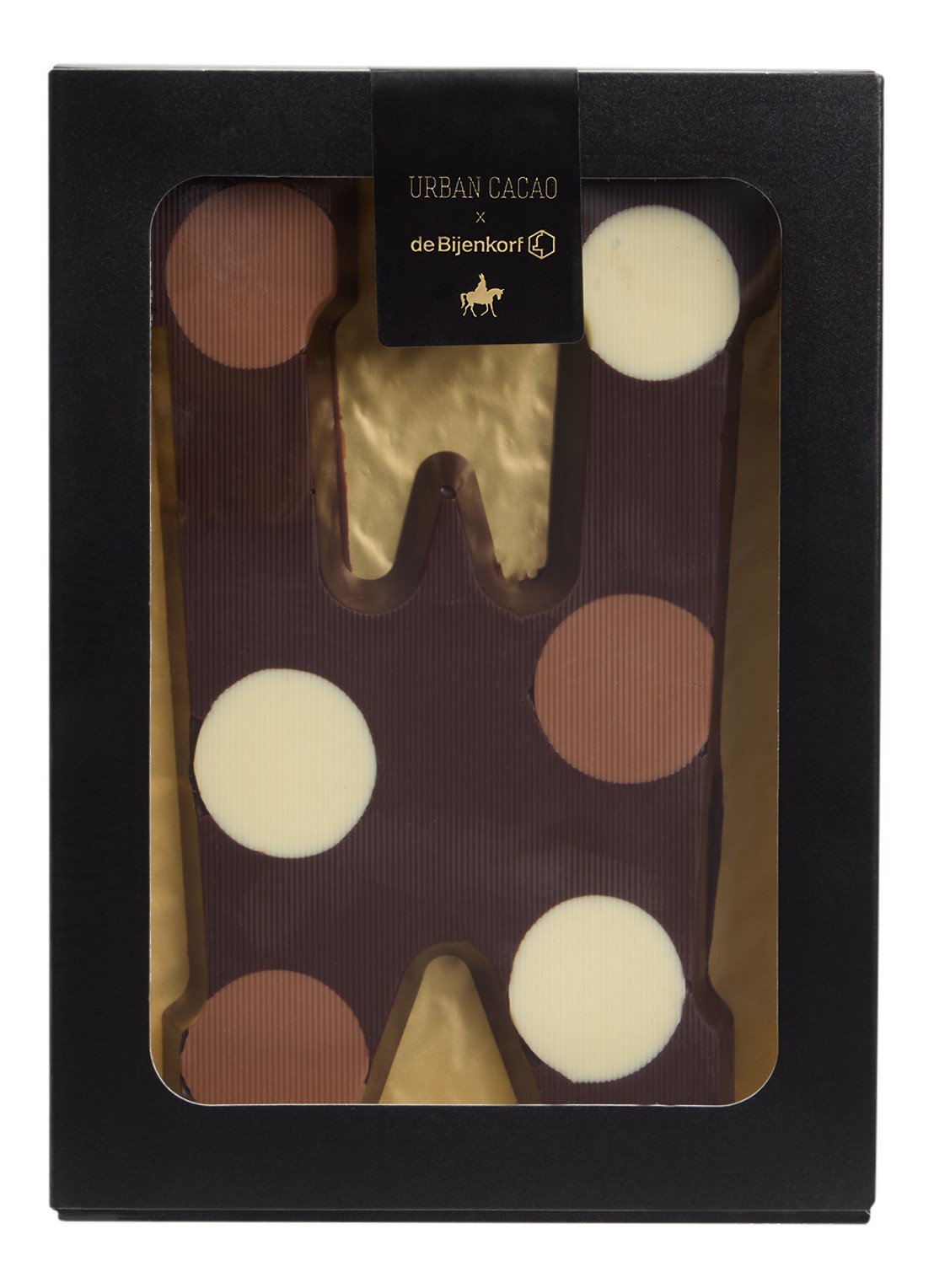 Urban Cacao Pure chocoladeletter gevlekt 200 gram - voorkant w