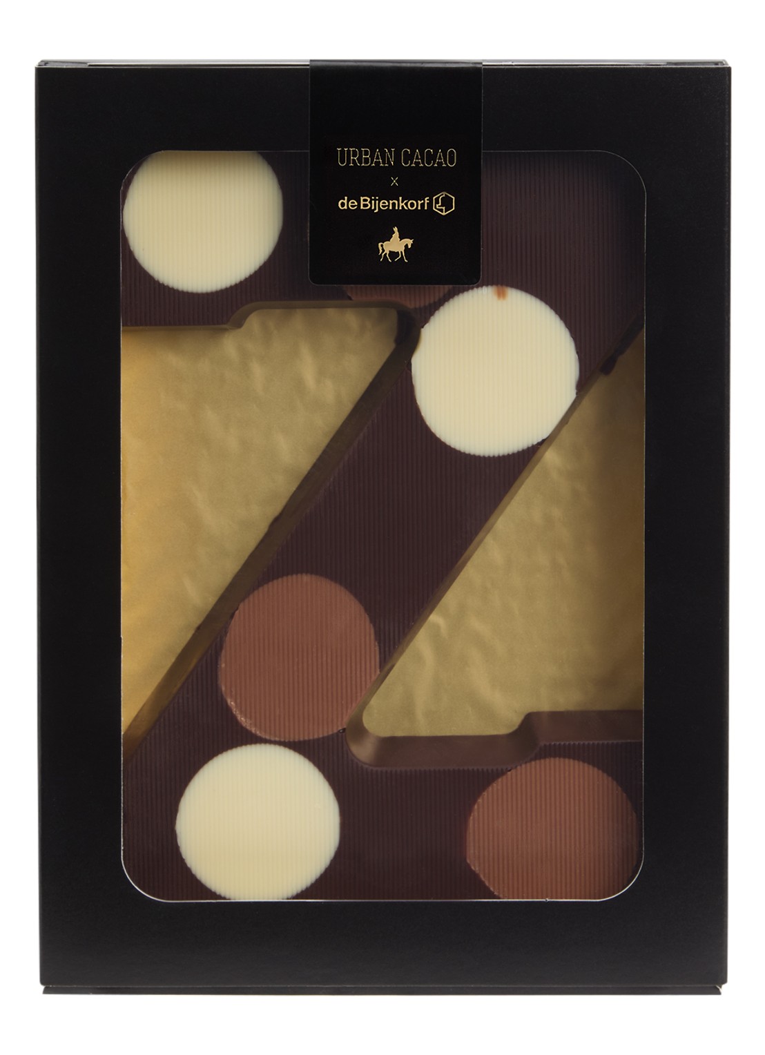Urban Cacao Pure chocoladeletter gevlekt 200 gram - voorkant z