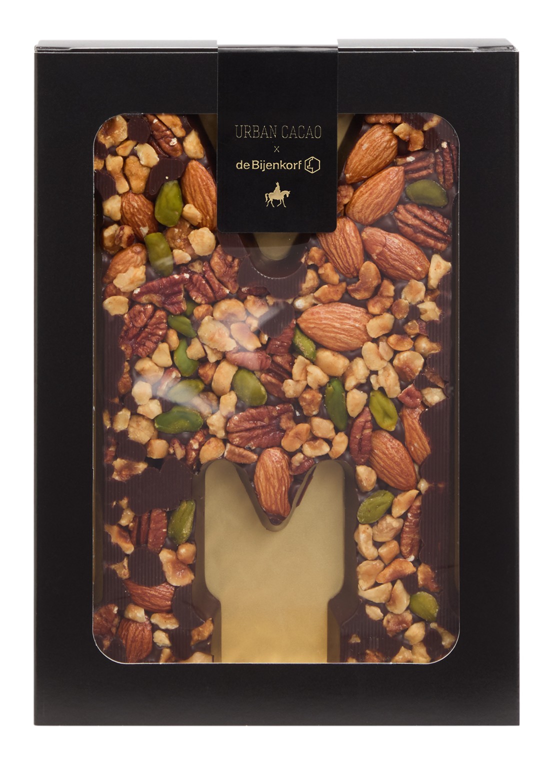 Urban Cacao Pure chocoladeletter met noten 180 gram - voorkant m
