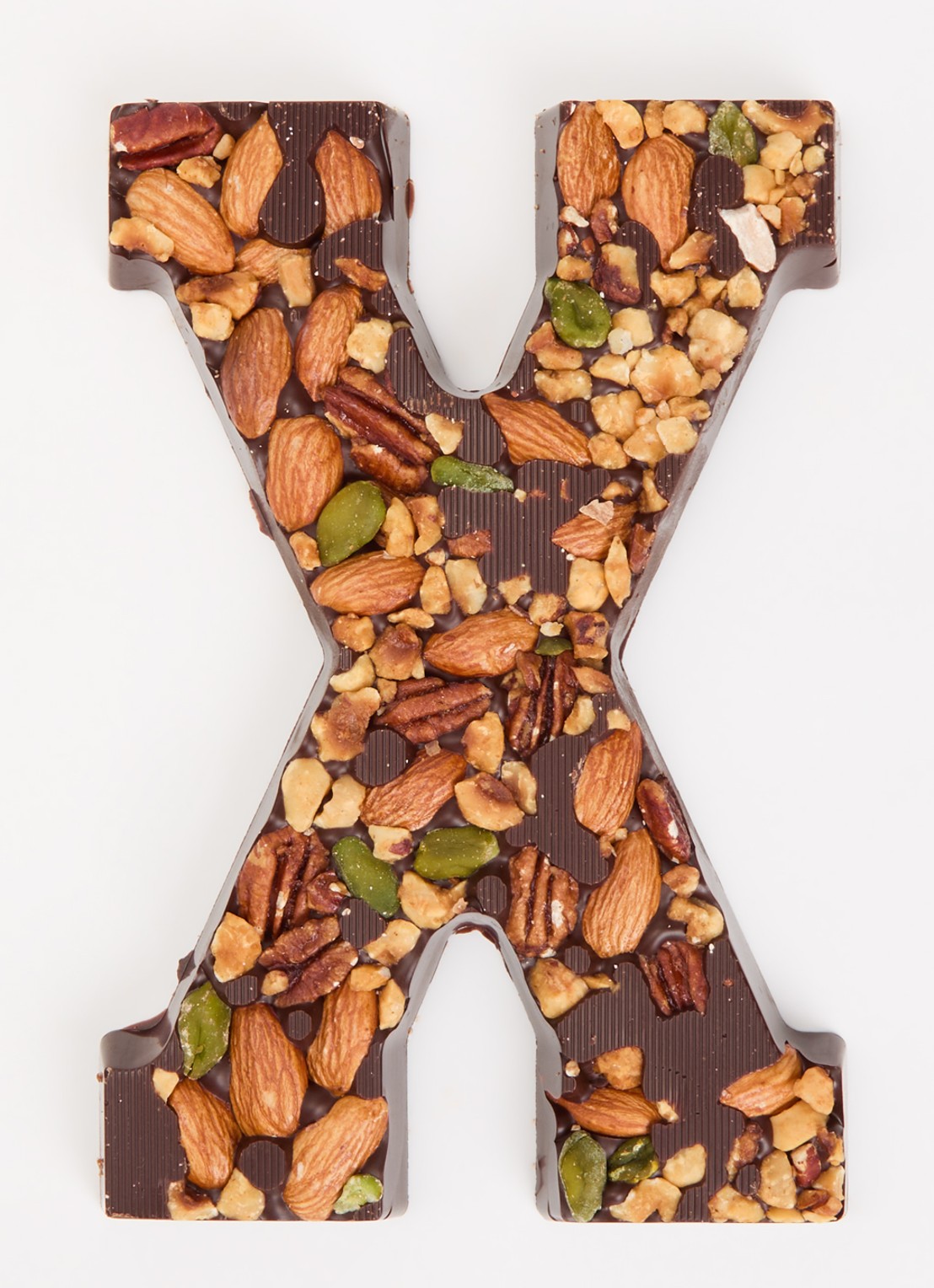 Urban Cacao Pure chocoladeletter met noten 180 gram - voorkant 2 x