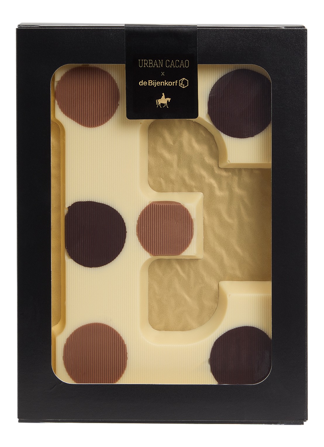 Urban Cacao Witte chocoladeletter gevlekt 200 gram - voorkant e