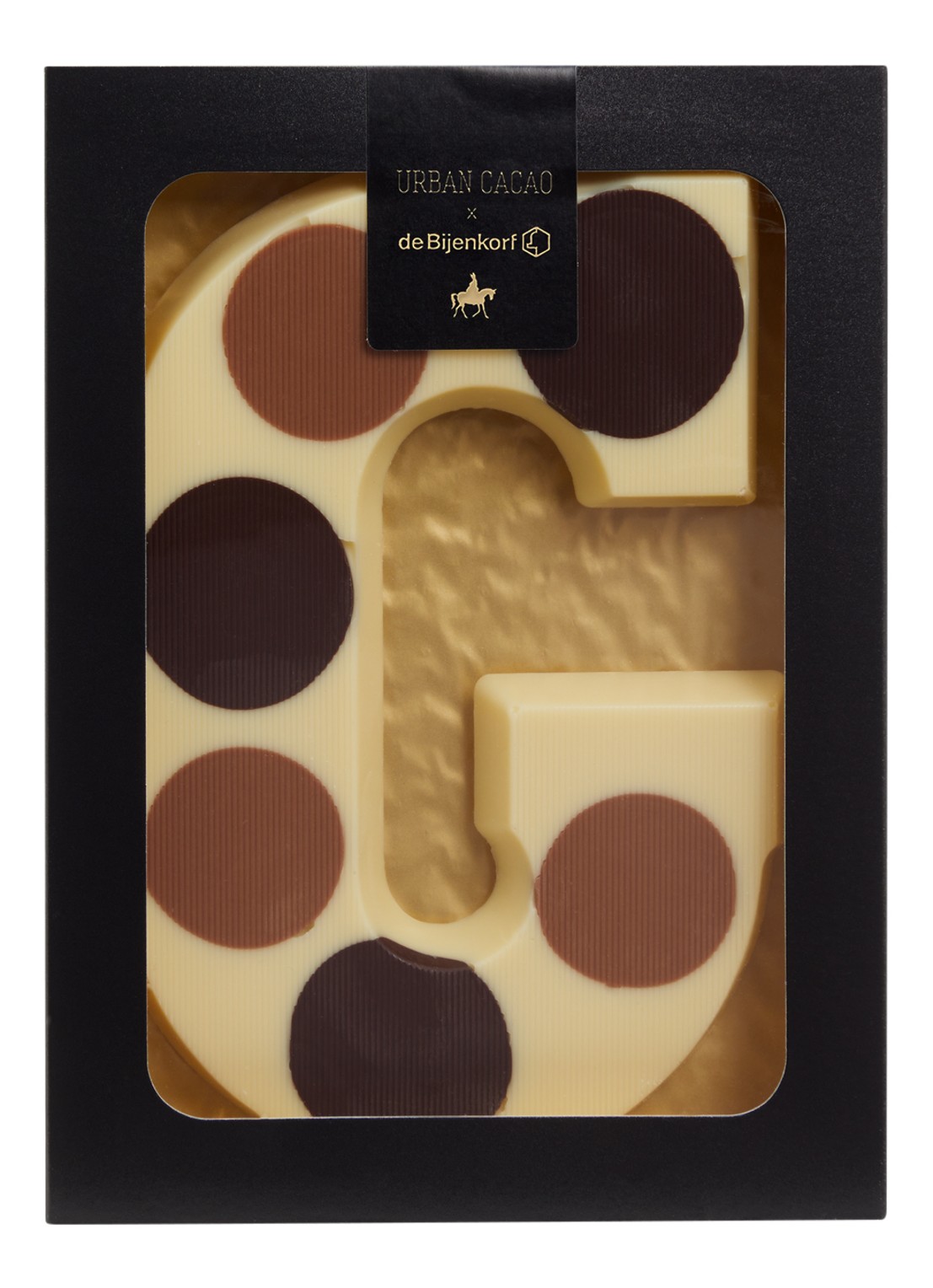Urban Cacao Witte chocoladeletter gevlekt 200 gram - voorkant g