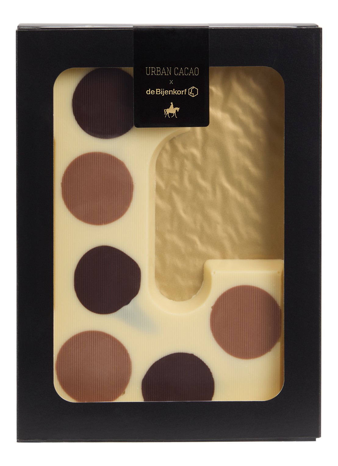 Urban Cacao Witte chocoladeletter gevlekt 200 gram - voorkant l