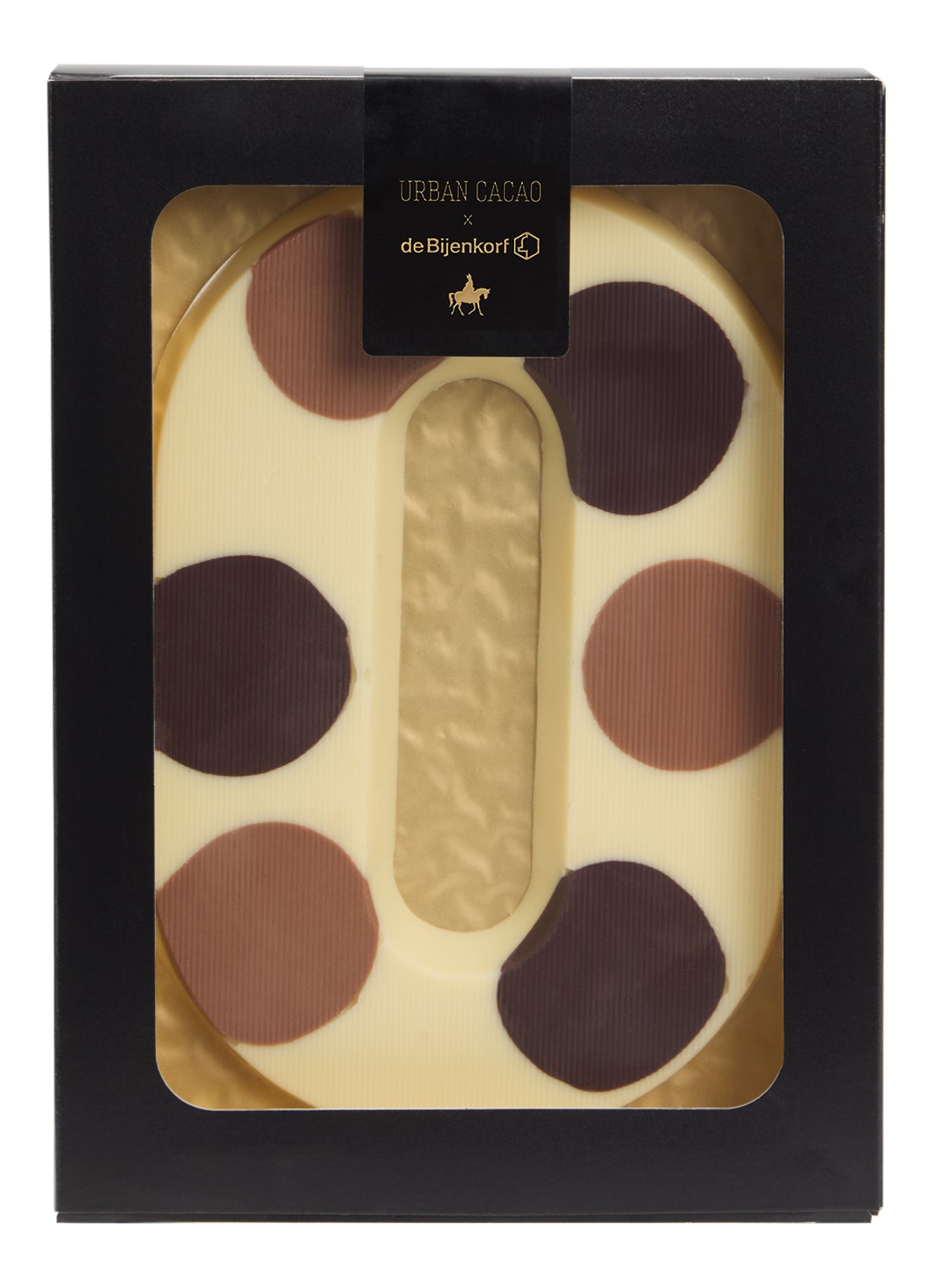 Urban Cacao Witte chocoladeletter gevlekt 200 gram - voorkant o