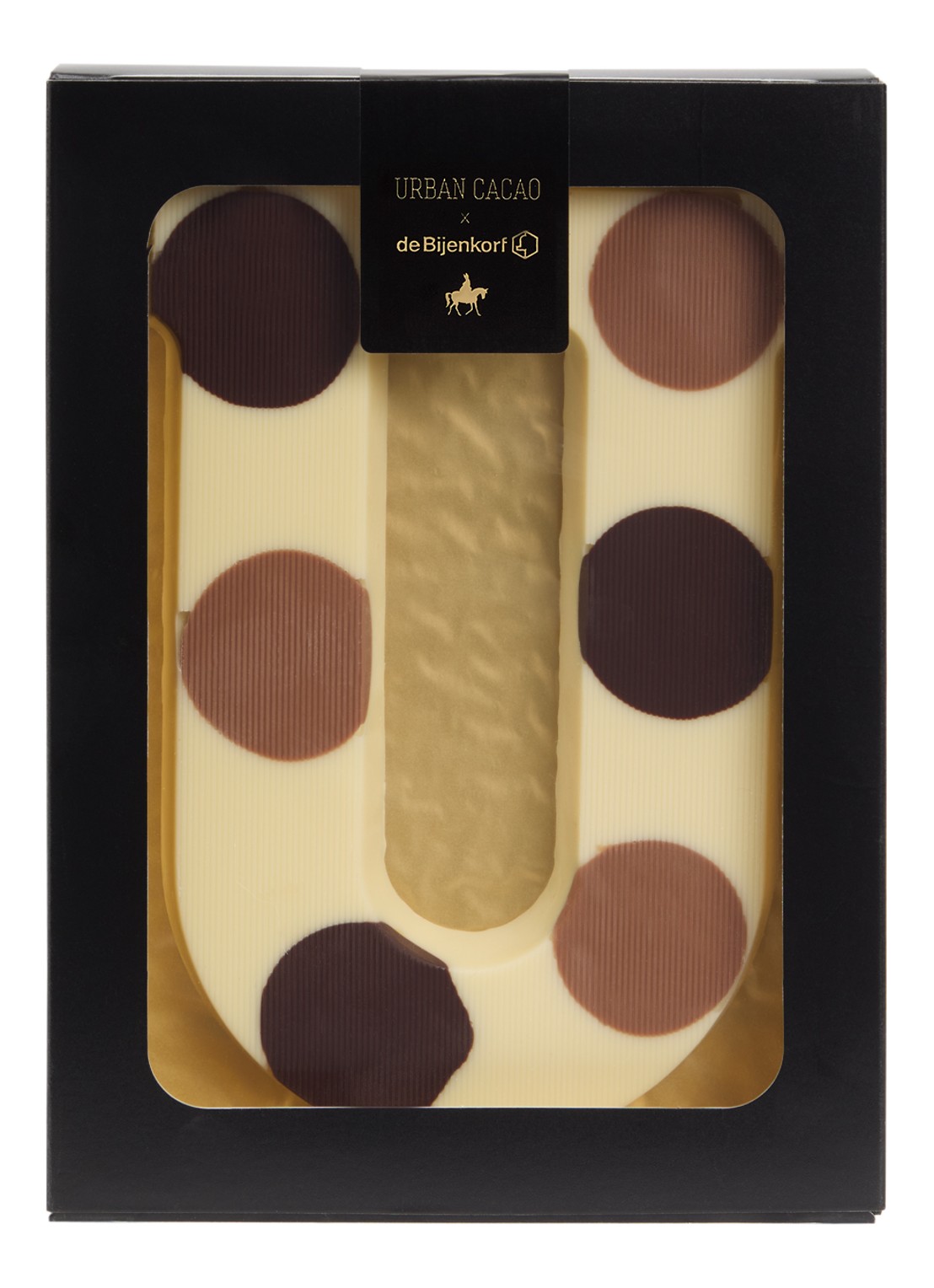 Urban Cacao Witte chocoladeletter gevlekt 200 gram - voorkant u