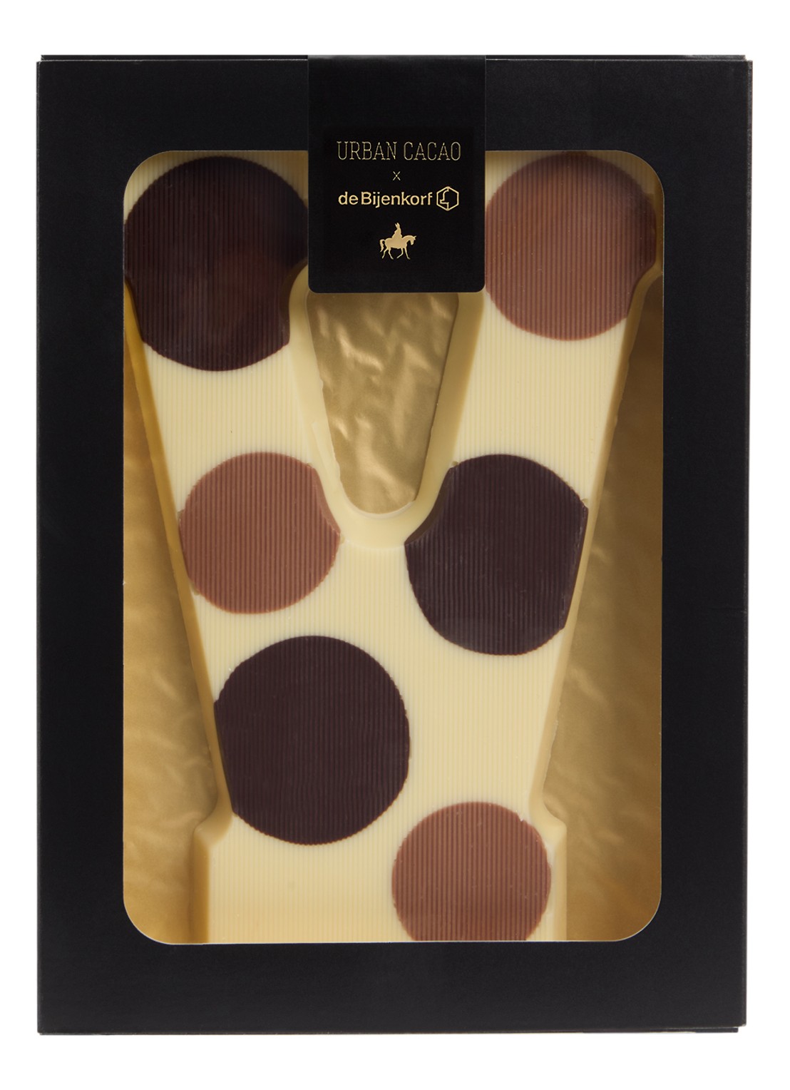 Urban Cacao Witte chocoladeletter gevlekt 200 gram - voorkant v