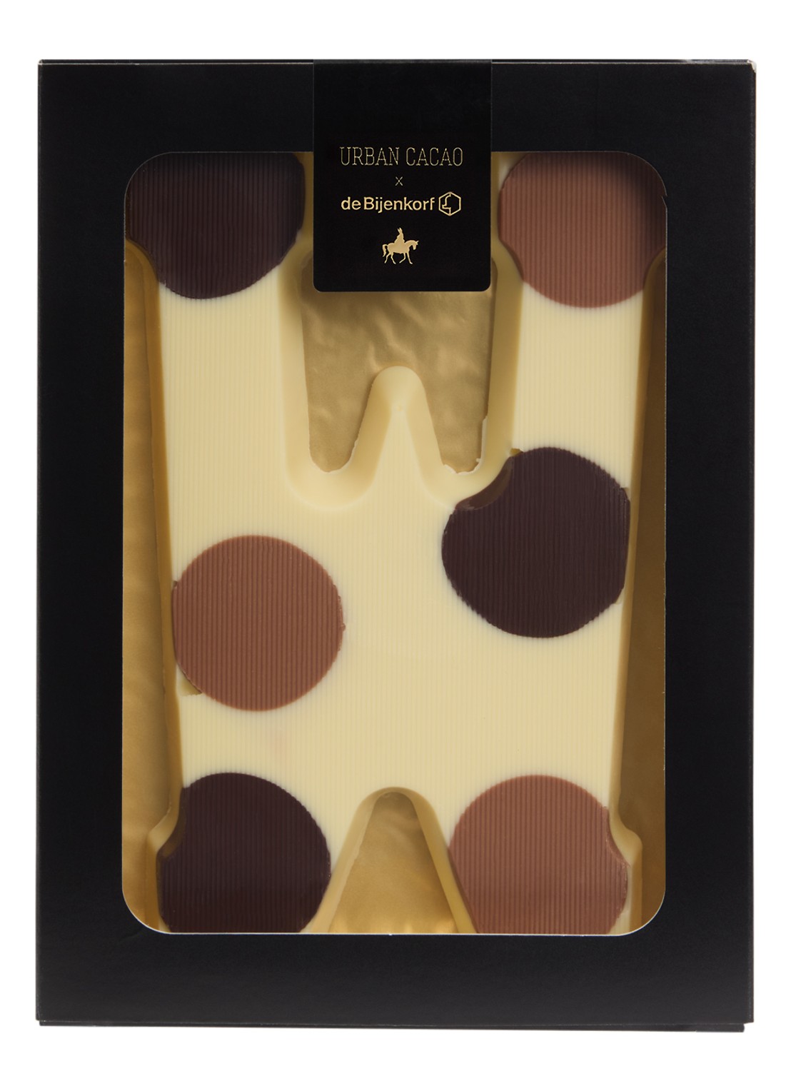 Urban Cacao Witte chocoladeletter gevlekt 200 gram - voorkant w