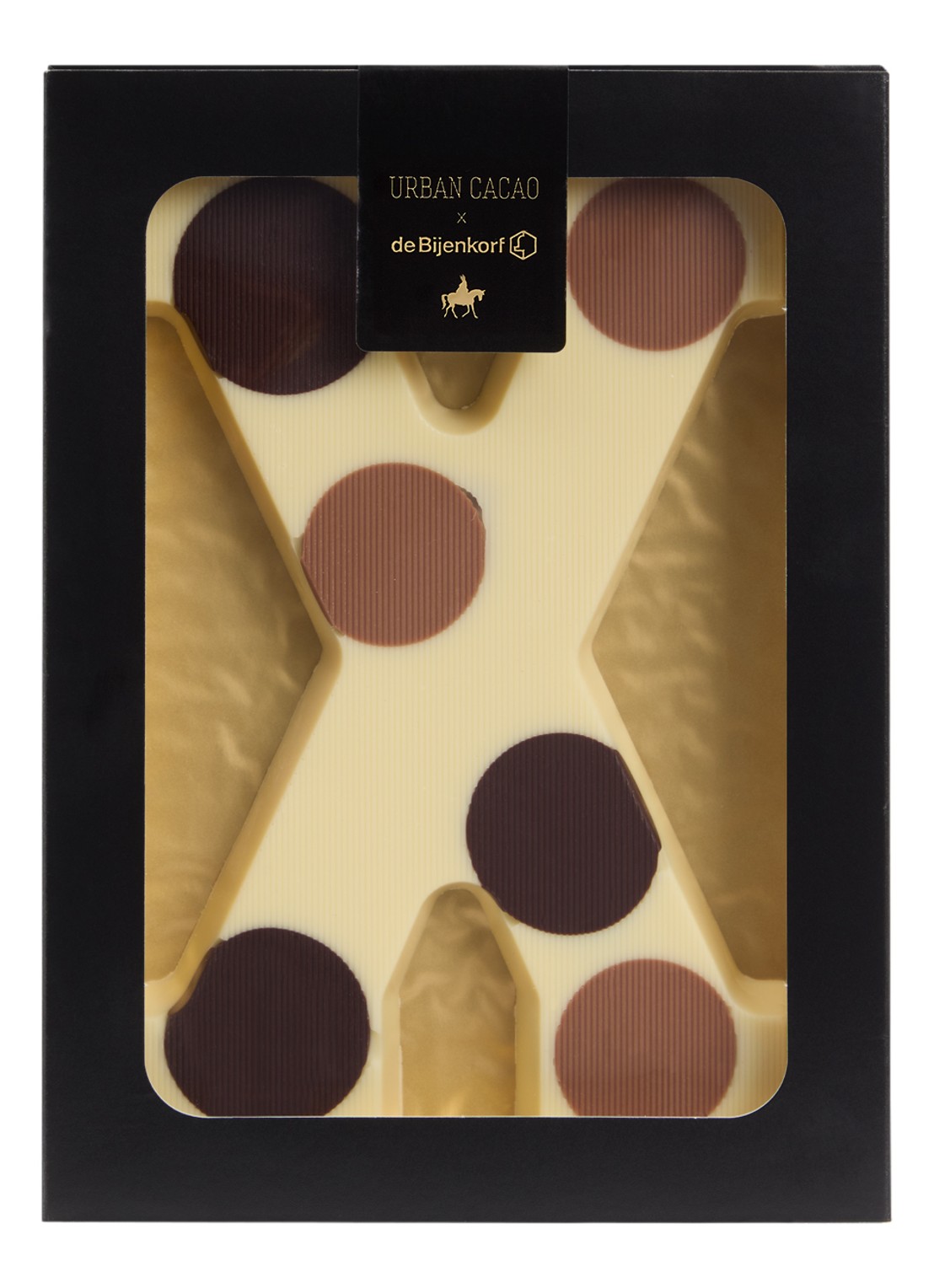 Urban Cacao Witte chocoladeletter gevlekt 200 gram - voorkant x