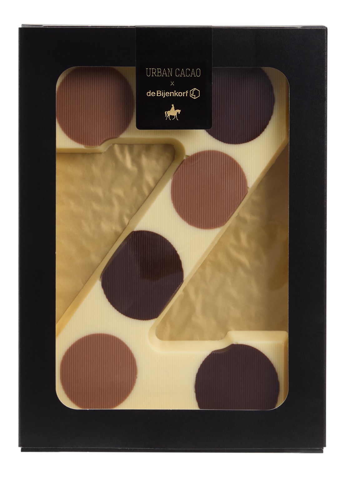 Urban Cacao Witte chocoladeletter gevlekt 200 gram - voorkant 3 h