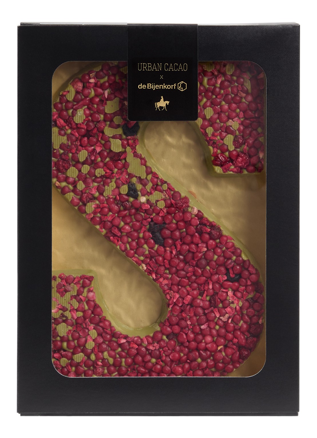 Urban Cacao Witte chocoladeletter met matcha en rood fruit 200 gram - voorkant s