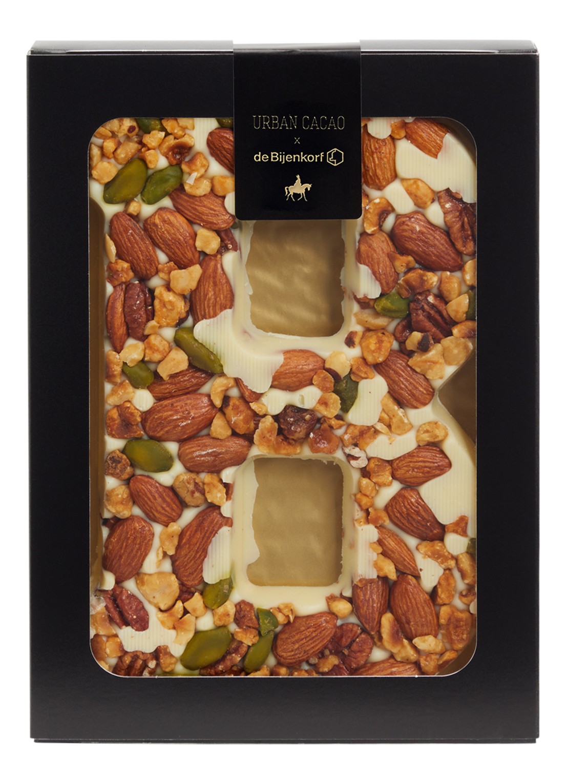 Urban Cacao Witte chocoladeletter met noten 180 gram - voorkant b