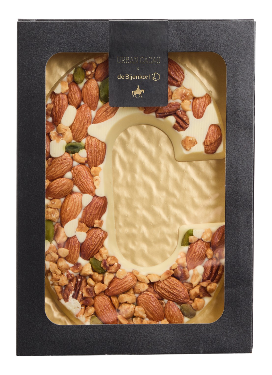 Urban Cacao Witte chocoladeletter met noten 180 gram - voorkant c