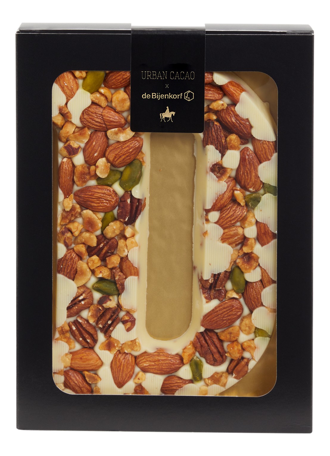 Urban Cacao Witte chocoladeletter met noten 180 gram - voorkant d