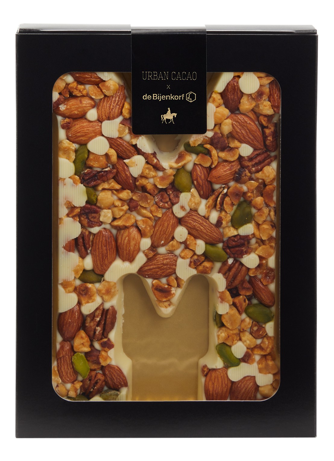 Urban Cacao Witte chocoladeletter met noten 180 gram - voorkant m
