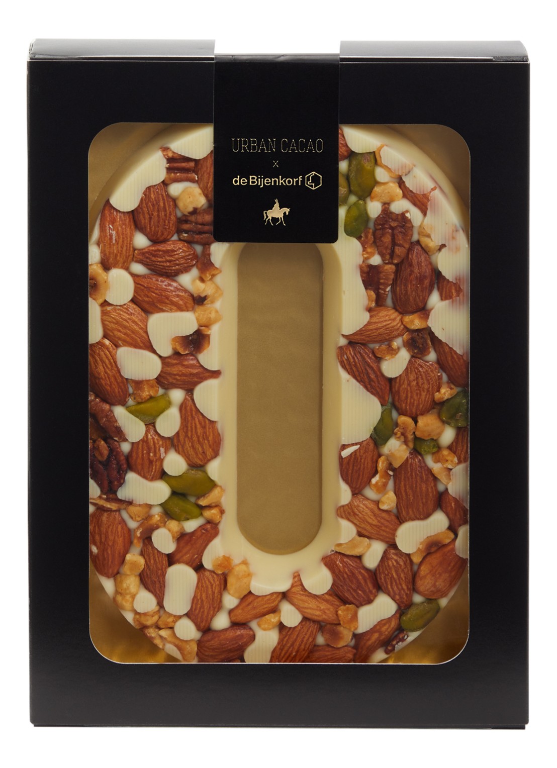 Urban Cacao Witte chocoladeletter met noten 180 gram - voorkant o