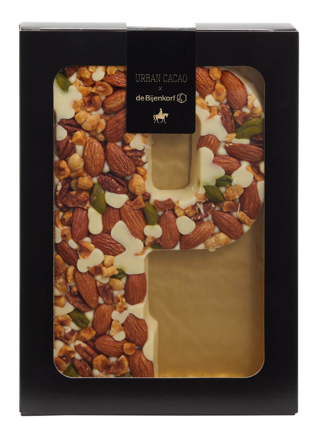 Urban Cacao Witte chocoladeletter met noten 180 gram - voorkant p