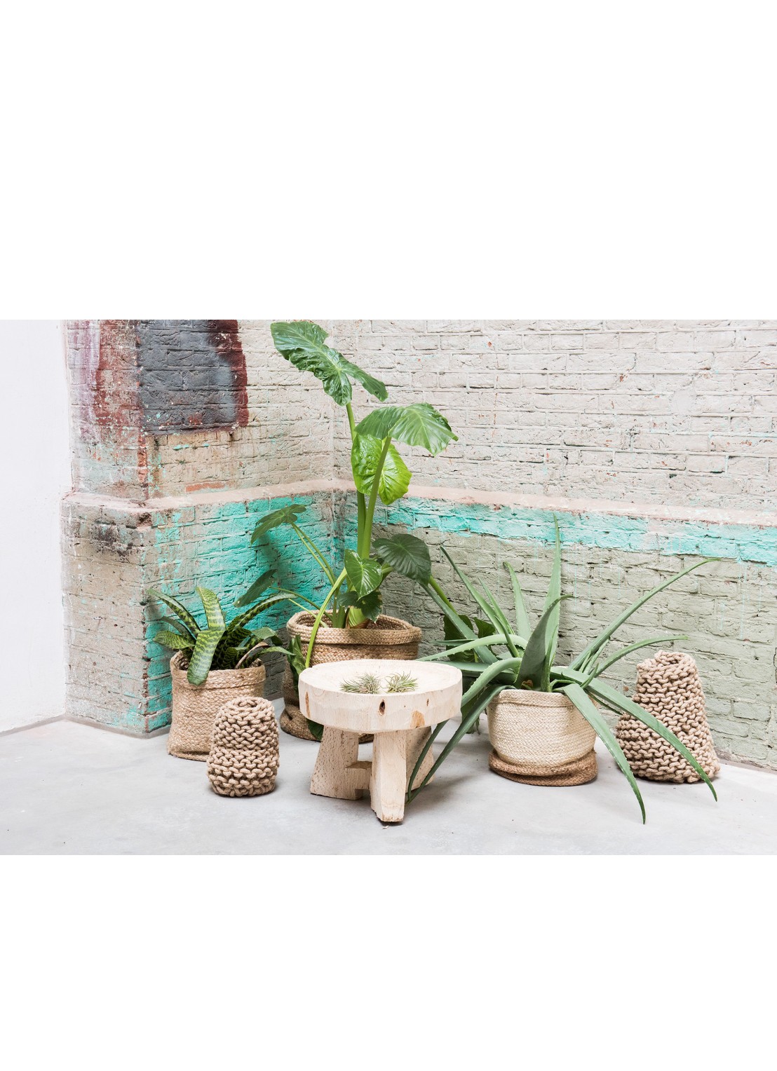 Urban Nature Culture Braided opbergmand 25 cm - detail 2 naturel