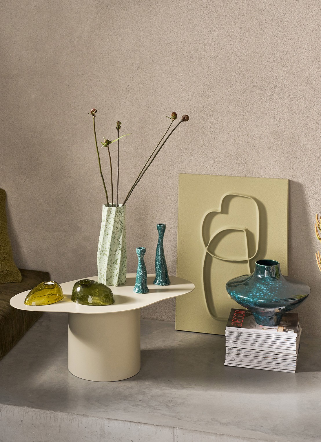 Urban Nature Culture Grace kandelaar 17,5 cm - voorkant 2 zeegroen