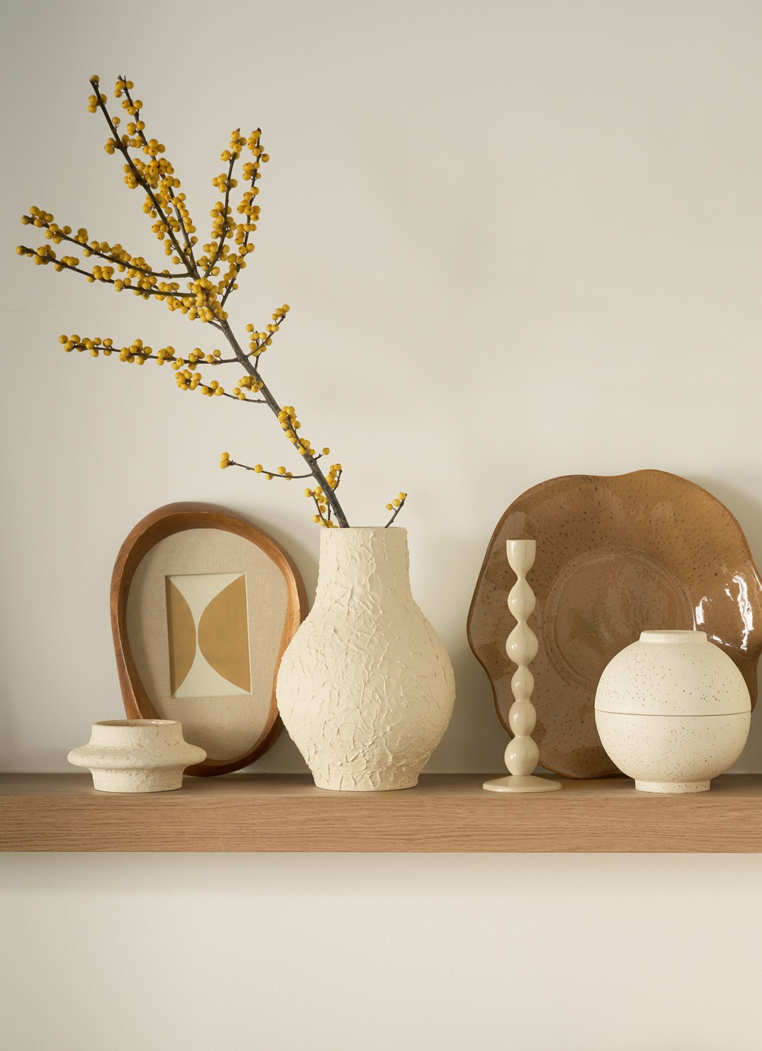 Urban Nature Culture Hea waxinelichthouder 8 cm - voorkant 6 gebroken wit