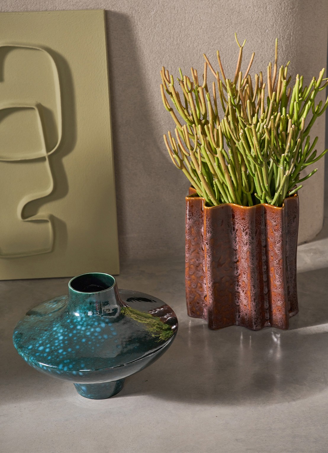 Urban Nature Culture Riff bloempot voor binnen 27 cm - voorkant 3 bruin
