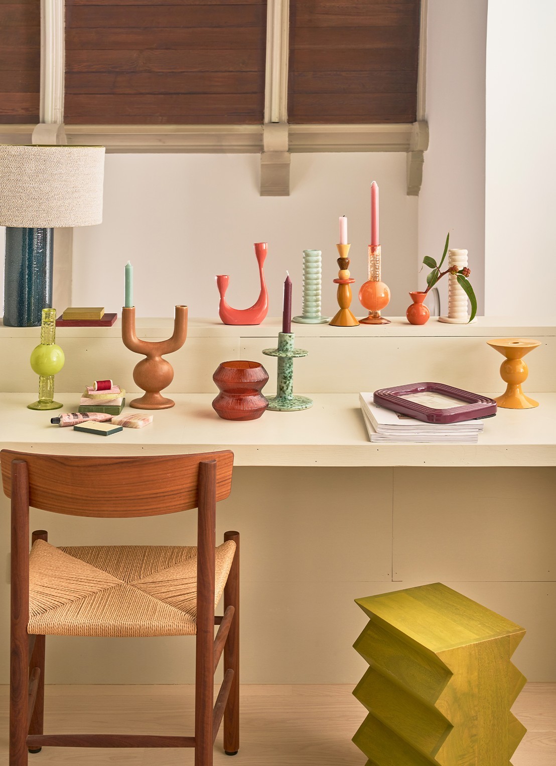Urban Nature Culture Skye waxinelichthouder 12,5 cm - voorkant 3 oranje