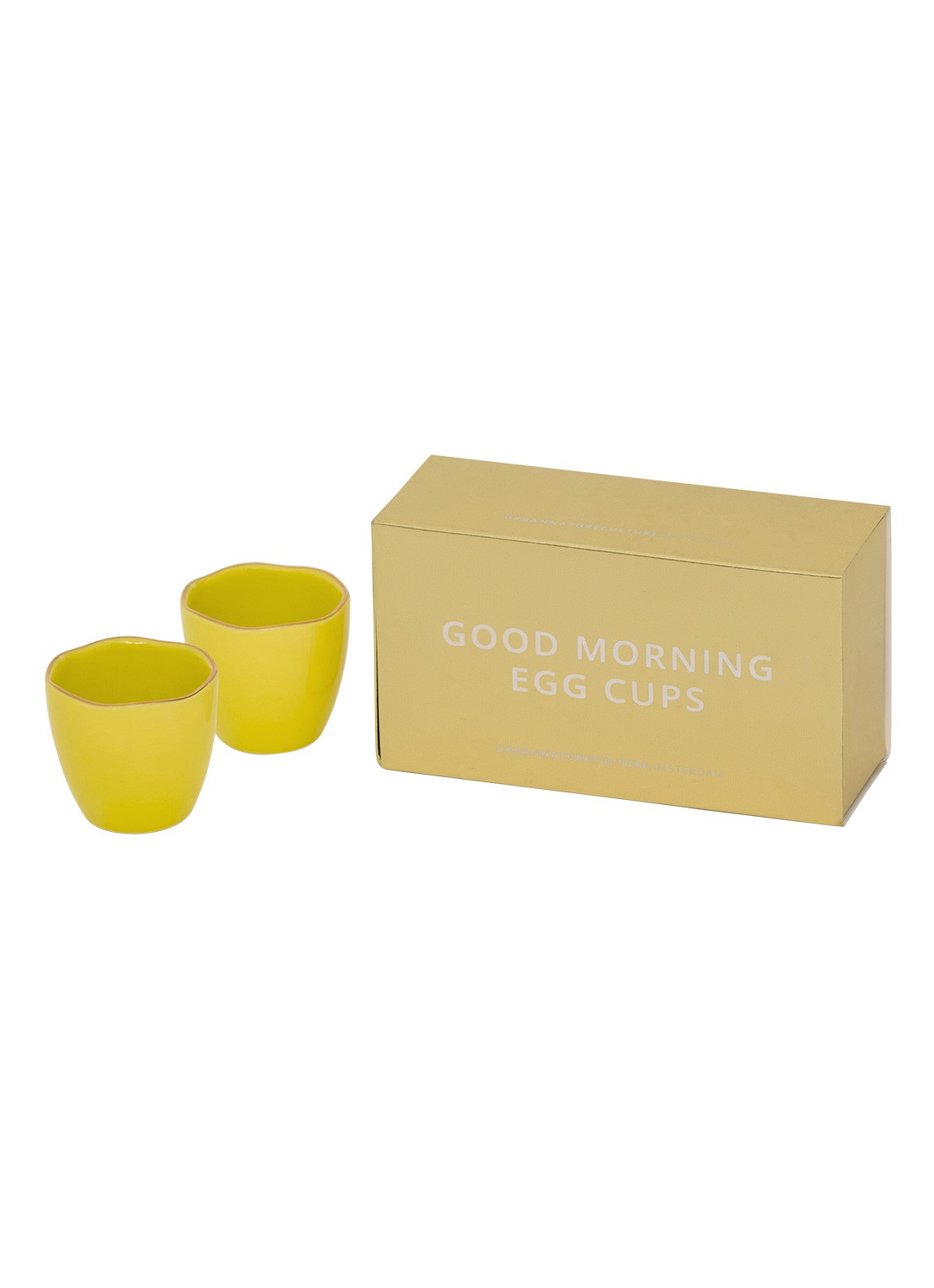 Urban Nature Culture Urban Nature Culture Good Morning egg cup limelight, set of 2, in gift pack - voorkant lichtgeel