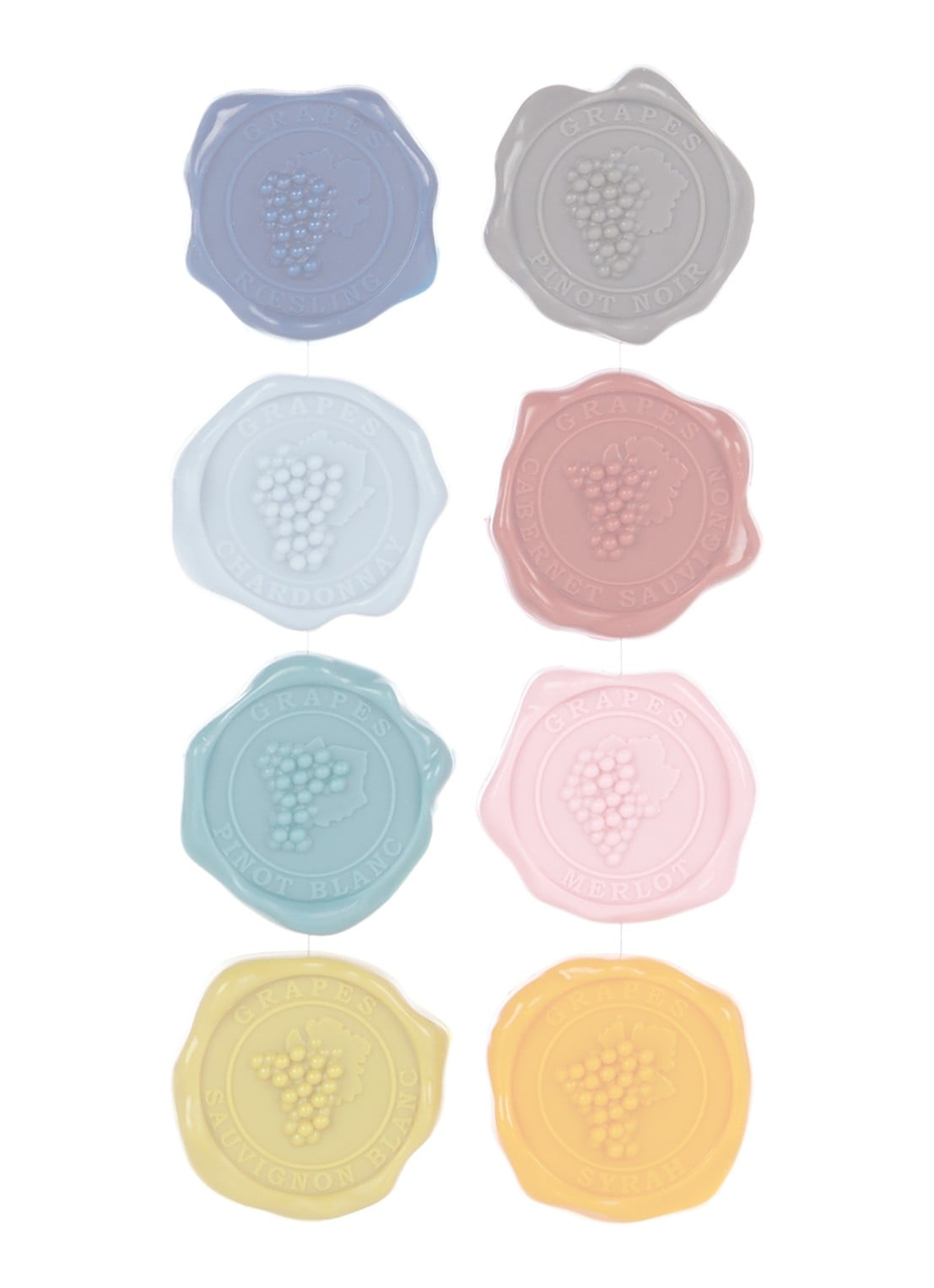 Vacu Vin Classic Grapes glasmarkeerders set van 8  - voorkant 2 multicolor