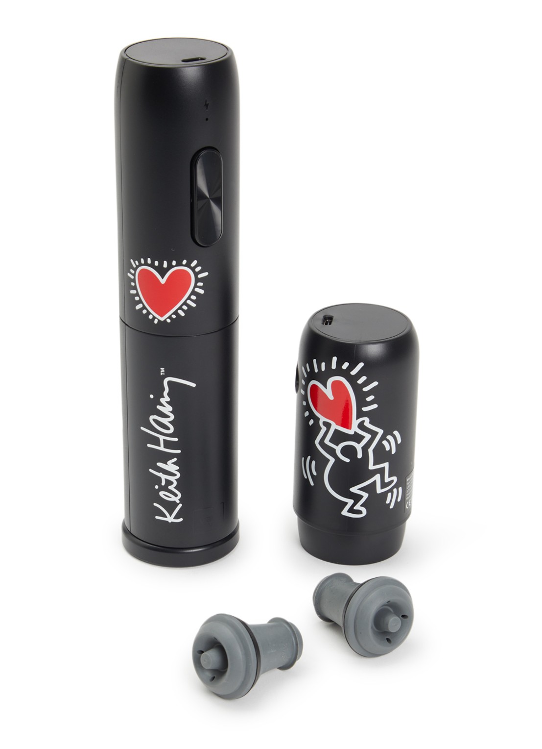Vacu Vin Keith Haring elektrische wijn set 6-delig  - voorkant zwart