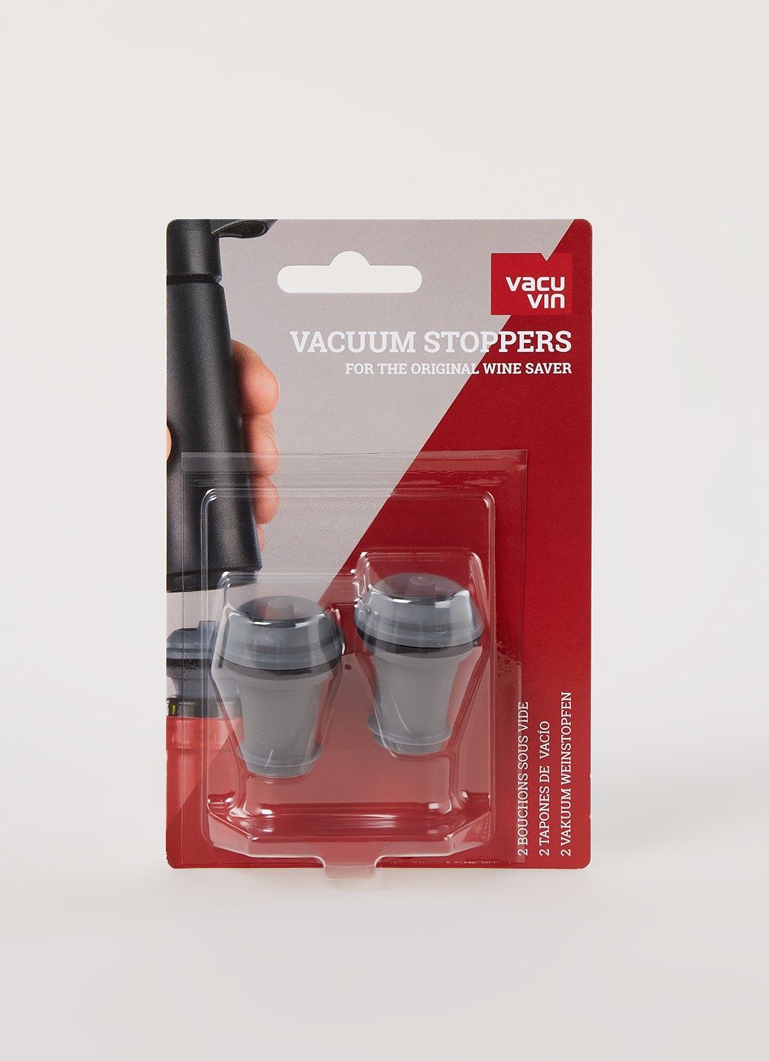 Vacu Vin Wine Saver vacuüm dop set van 2 - voorkant 2 grijs