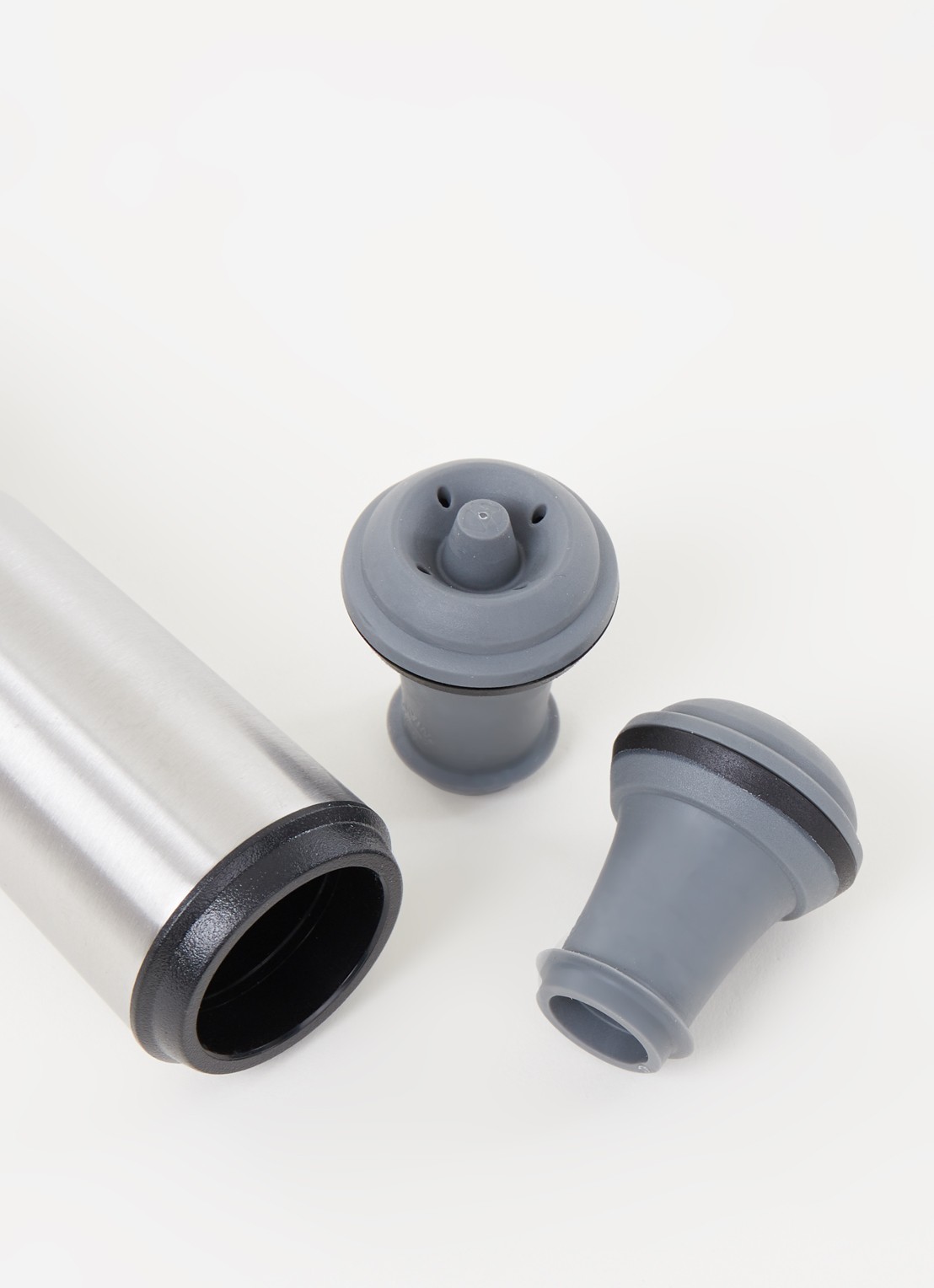 Vacu Vin Wine Saver vacuüm pomp met wijnstopper set van 3 - detail zilver