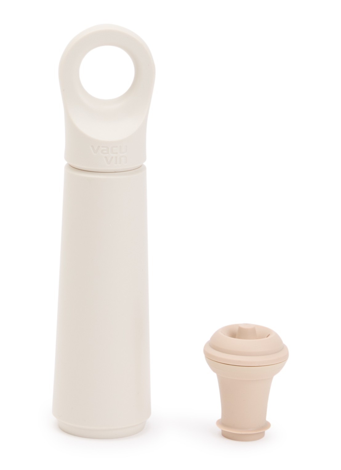 Vacu Vin Wine Saver vacuümpomp met wijnstopper set van 2 - voorkant beige