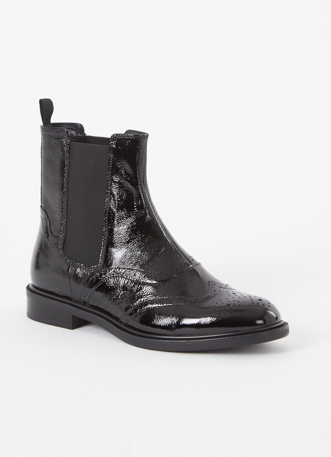 Vagabond Shoemakers Amina chelsea boot van lakleer met broque details - voorkant 4 zwart