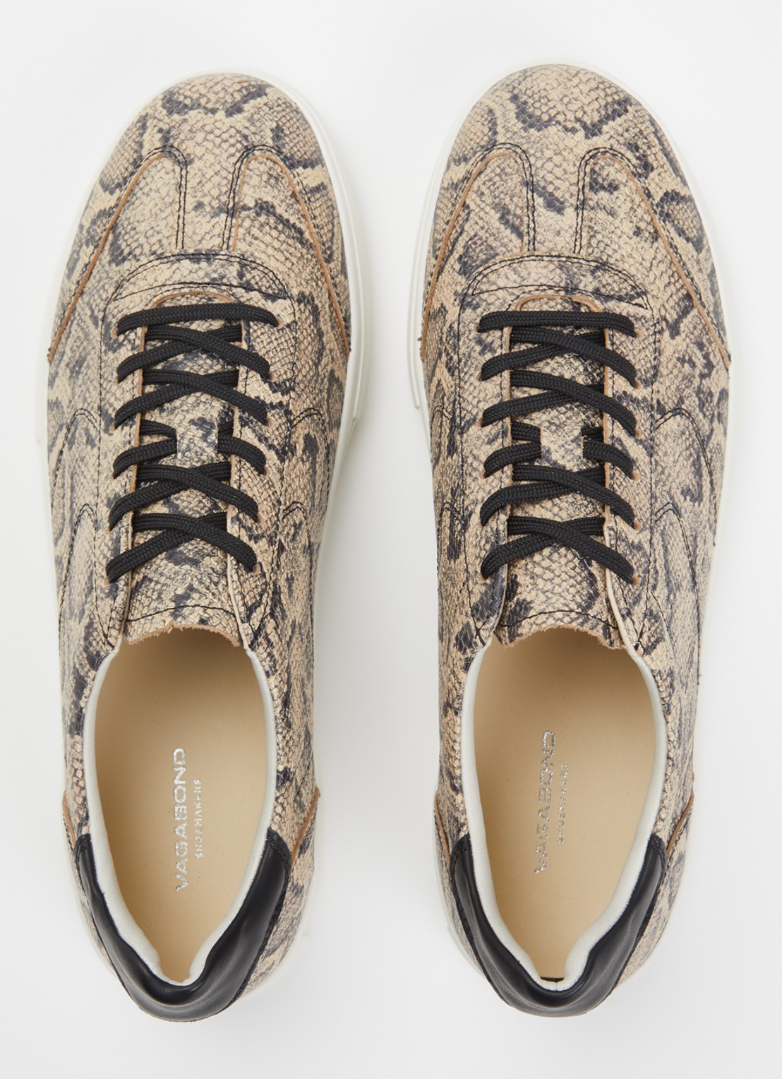 Vagabond Shoemakers Cody sneaker van geitenleer met slangenprint - detail 5 beige