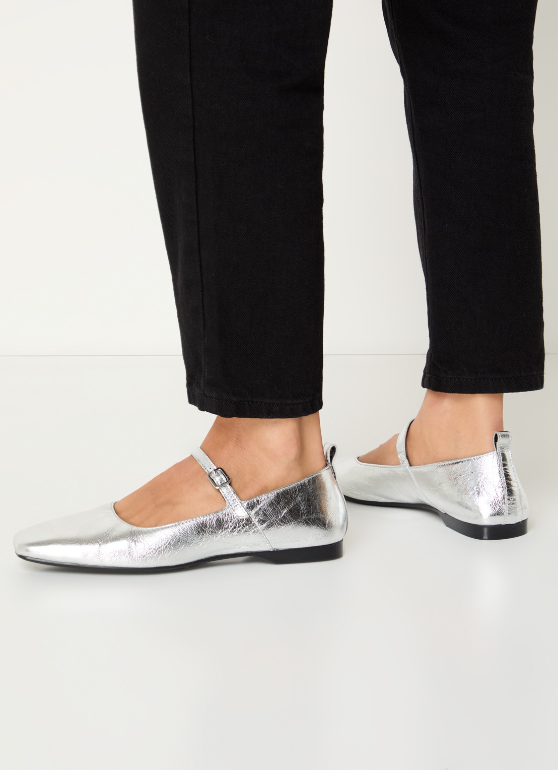 Vagabond Shoemakers Delia ballerina van leer - voorkant 5 zilver