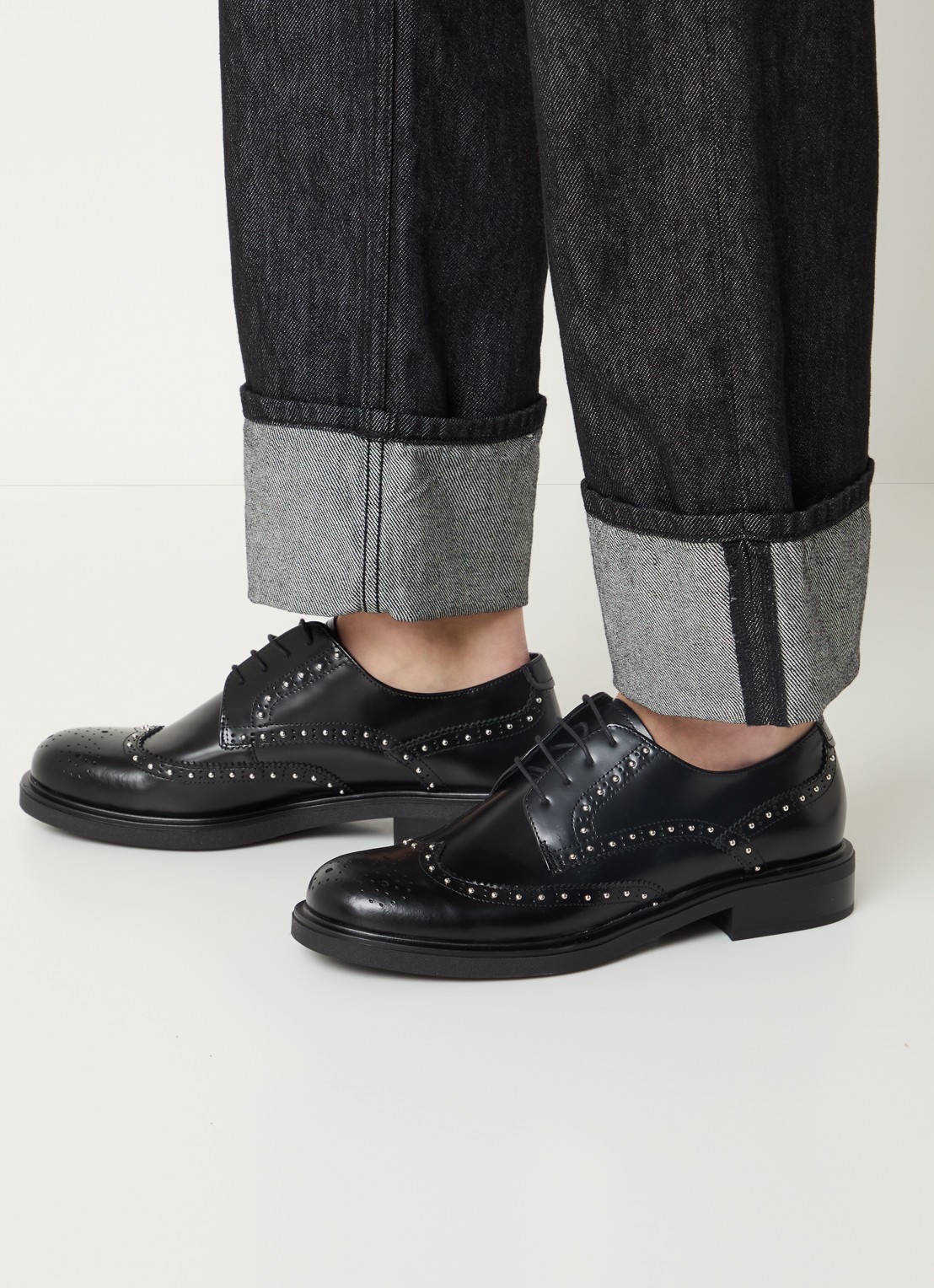 Vagabond Shoemakers Freya veterschoen van leer met studs - voorkant 2 zwart