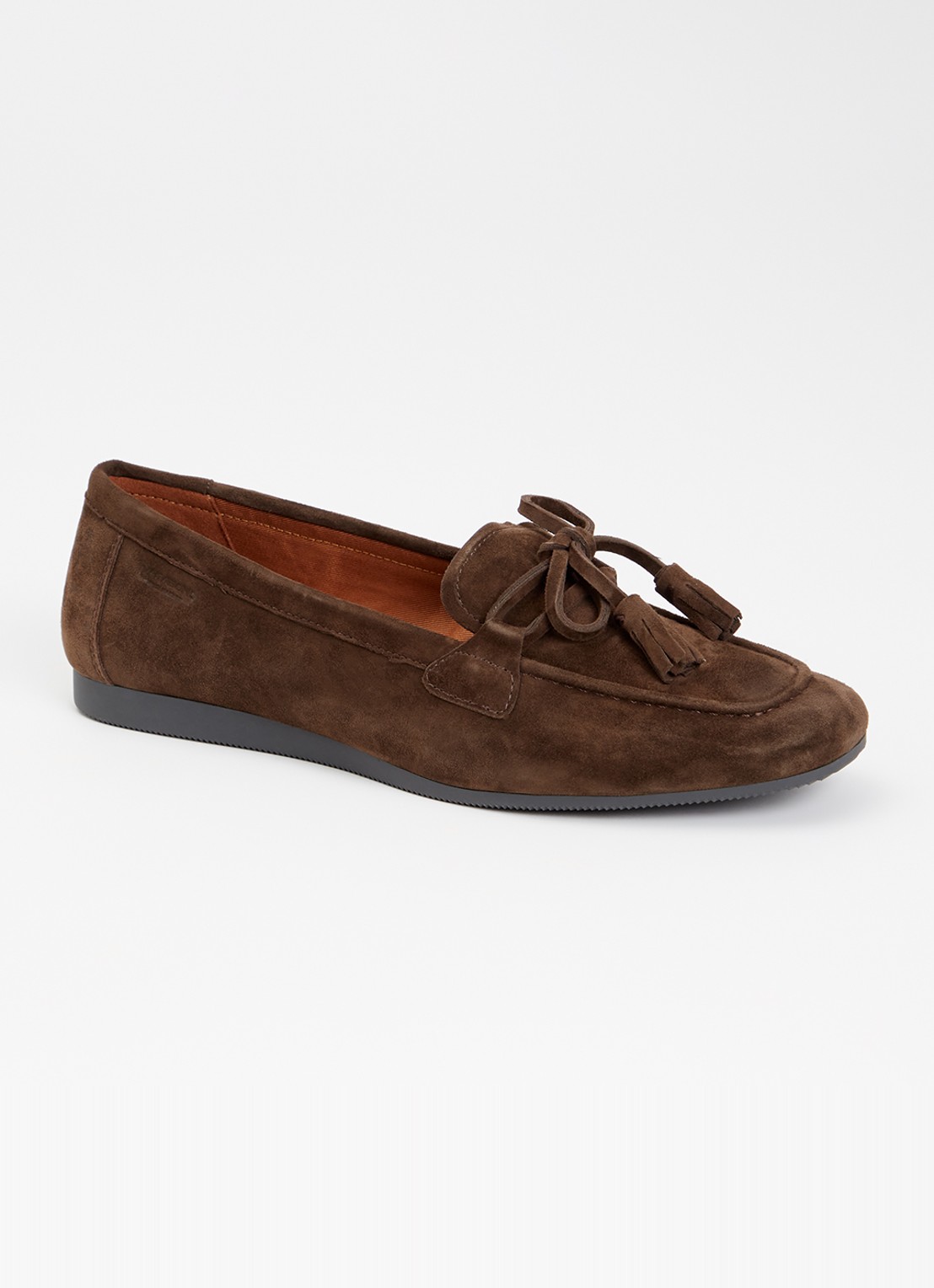 Vagabond Shoemakers Hillary loafer van suède  - voorkant donkerbruin